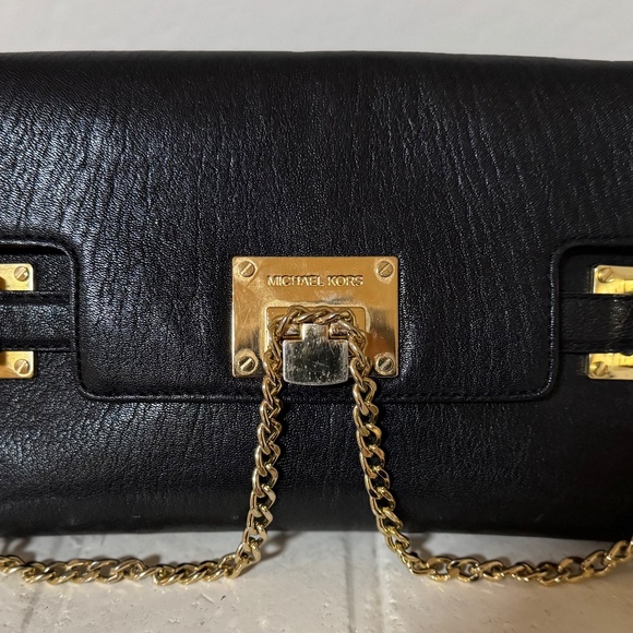 Michael Kors Black Leather Evening Crossbody - Picture 1 of 4